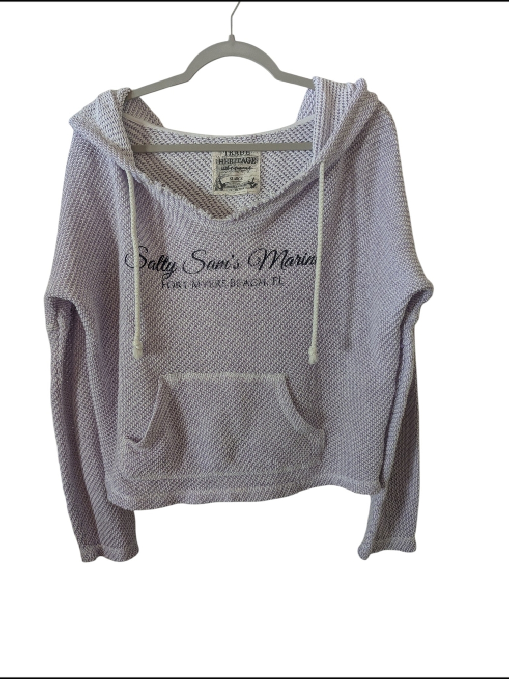 Florida Lavender Hooded Cotton Blend Knit Pullover